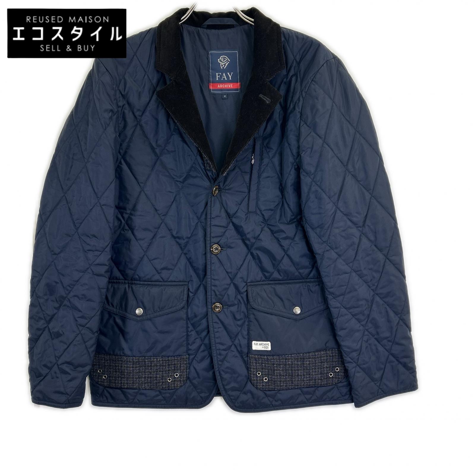 Fay Fay navy color-blocked nylon quilted jacket jacket