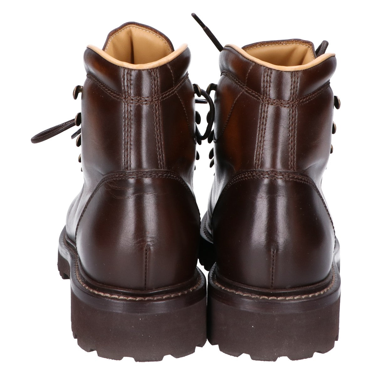 BRUNELLO CUCINELLI ブルネロクチネリ ブラウンカフェ カーフスキン レースアップ マウンテンブーツ シューズ