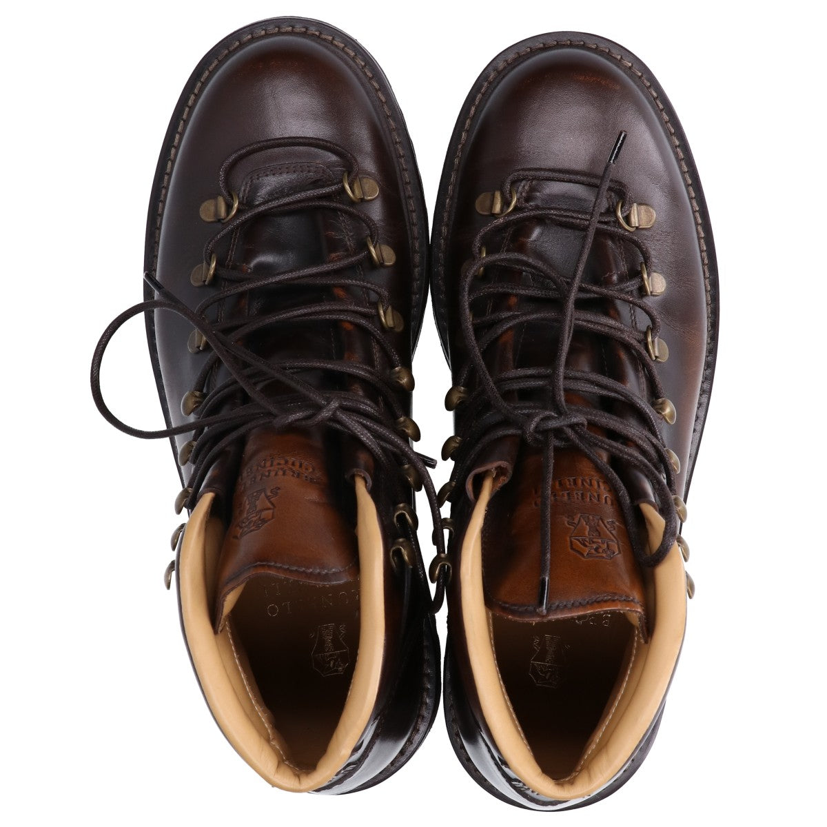 BRUNELLO CUCINELLI ブルネロクチネリ ブラウンカフェ カーフスキン レースアップ マウンテンブーツ シューズ