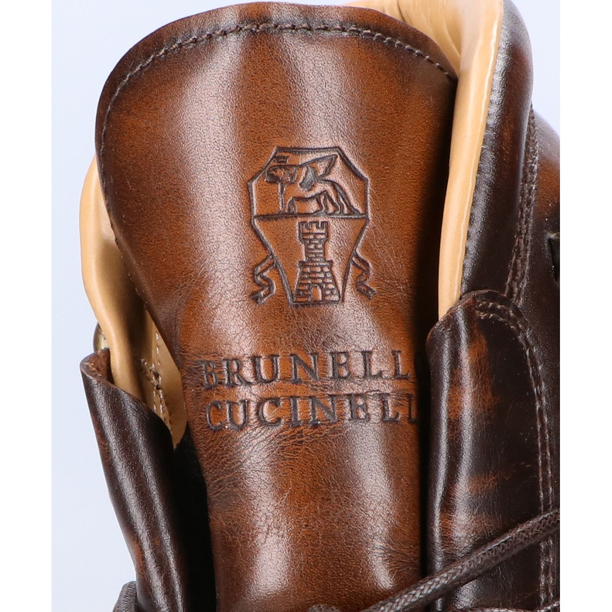 BRUNELLO CUCINELLI ブルネロクチネリ ブラウンカフェ カーフスキン レースアップ マウンテンブーツ シューズ