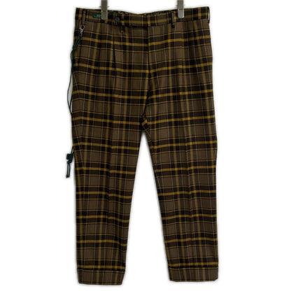 BERWICH Berwich sb1847x brown and yellow wool-cotton checked slacks trousers bottoms
