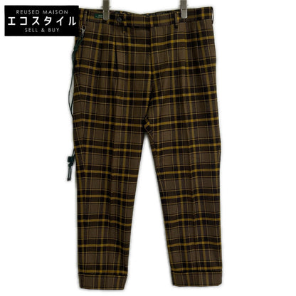 BERWICH Berwich sb1847x brown and yellow wool-cotton checked slacks trousers bottoms