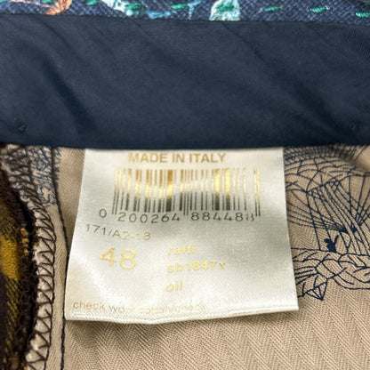 BERWICH Berwich sb1847x brown and yellow wool-cotton checked slacks trousers bottoms