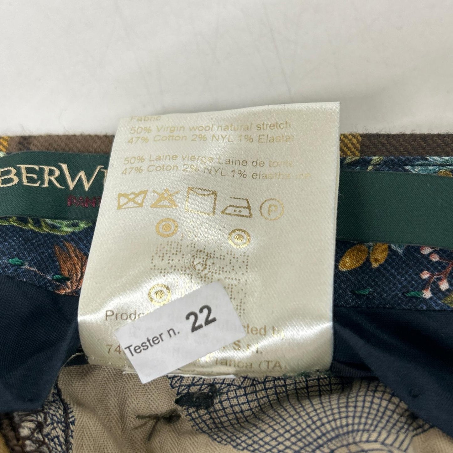 BERWICH Berwich sb1847x brown and yellow wool-cotton checked slacks trousers bottoms