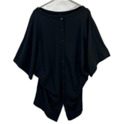 YOHJI YAMAMOTO +NOIR ヨウジヤマモトプリュスノアール 11SS NO-T11-071 ブラック コットン バックボタン ドルマンスリーブブラウス トップス