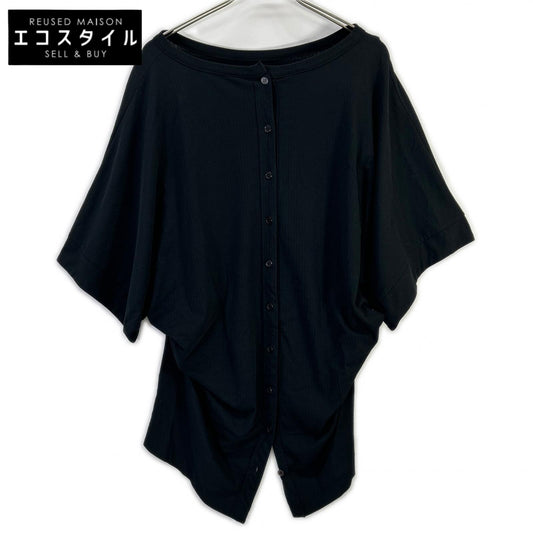 YOHJI YAMAMOTO +NOIR ヨウジヤマモトプリュスノアール 11SS NO-T11-071 ブラック コットン バックボタン ドルマンスリーブブラウス トップス