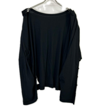 YOHJI YAMAMOTO +NOIR ヨウジヤマモトプリュスノアール 11SS NO-T11-071 ブラック コットン バックボタン ドルマンスリーブブラウス トップス