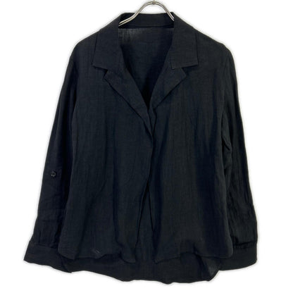YOHJI YAMAMOTO +NOIR Yohji Yamamoto Pour Noir 12SS NB-B14-300 Black Linen One-Button Open-Collar Shirt