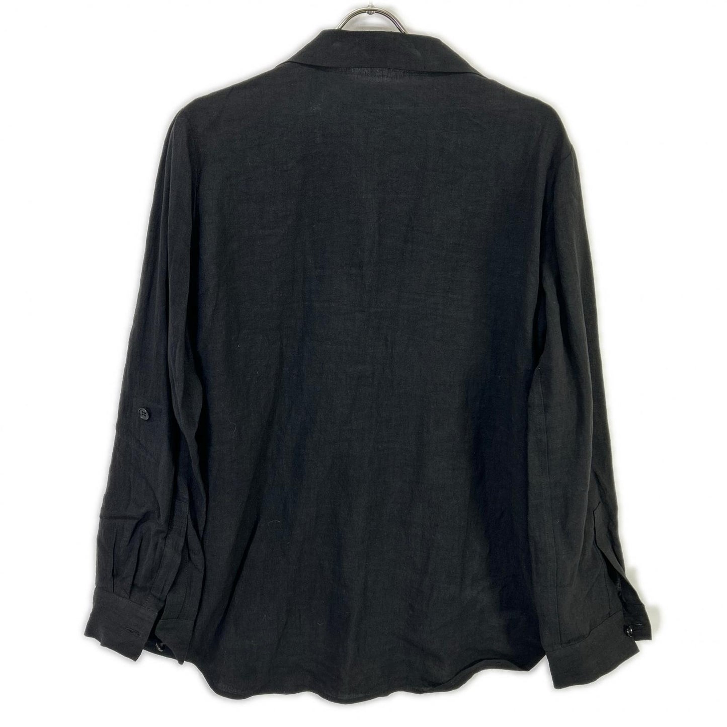 YOHJI YAMAMOTO +NOIR Yohji Yamamoto Pour Noir 12SS NB-B14-300 Black Linen One-Button Open-Collar Shirt
