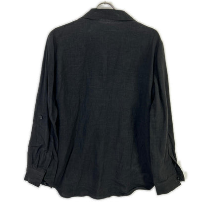 YOHJI YAMAMOTO +NOIR Yohji Yamamoto Pour Noir 12SS NB-B14-300 Black Linen One-Button Open-Collar Shirt