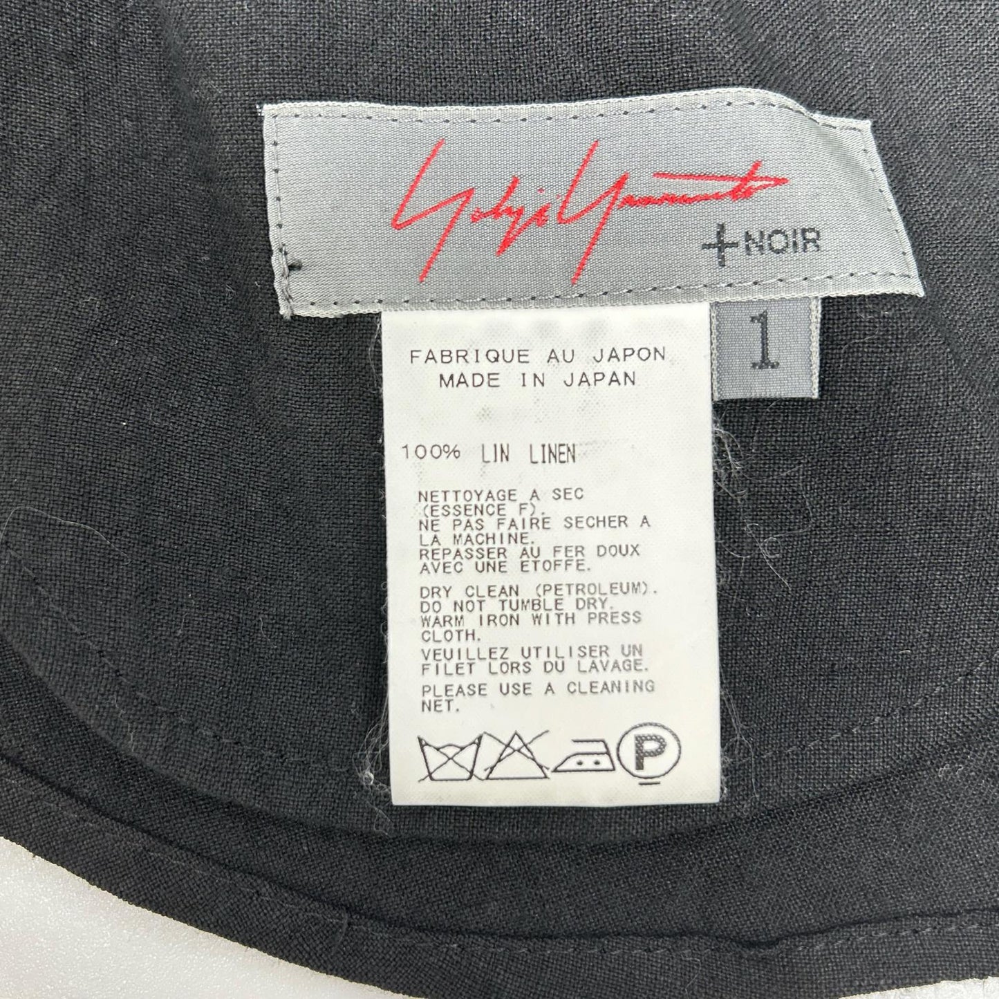 YOHJI YAMAMOTO +NOIR Yohji Yamamoto Pour Noir 12SS NB-B14-300 Black Linen One-Button Open-Collar Shirt