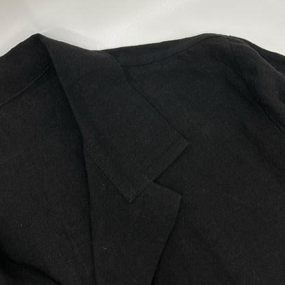 YOHJI YAMAMOTO +NOIR Yohji Yamamoto Pour Noir 12SS NB-B14-300 Black Linen One-Button Open-Collar Shirt
