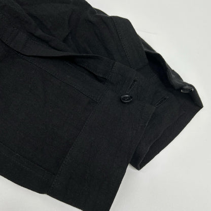 YOHJI YAMAMOTO +NOIR Yohji Yamamoto Pour Noir 12SS NB-B14-300 Black Linen One-Button Open-Collar Shirt