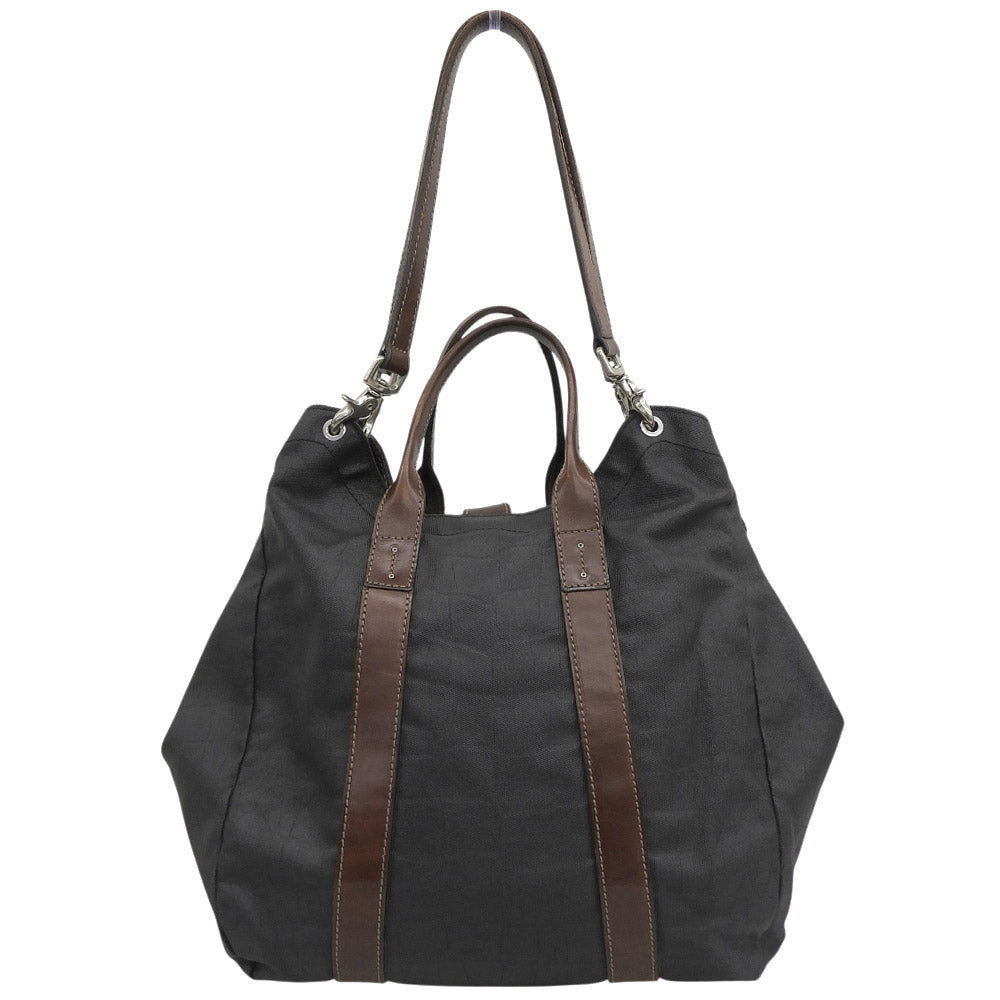 Daniel&Bob ダニエル＆ボブ クロドーロ クロコ柄 コーティングキャンバス 2WAY トート ショルダー グレー×ブラウン ハンドバッグ