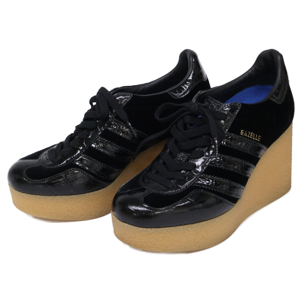 GUCCI グッチ ｘadidas アディダス【美品】725627 GAZELLE ガゼル レザーｘスエード 厚底スニーカー シューズ