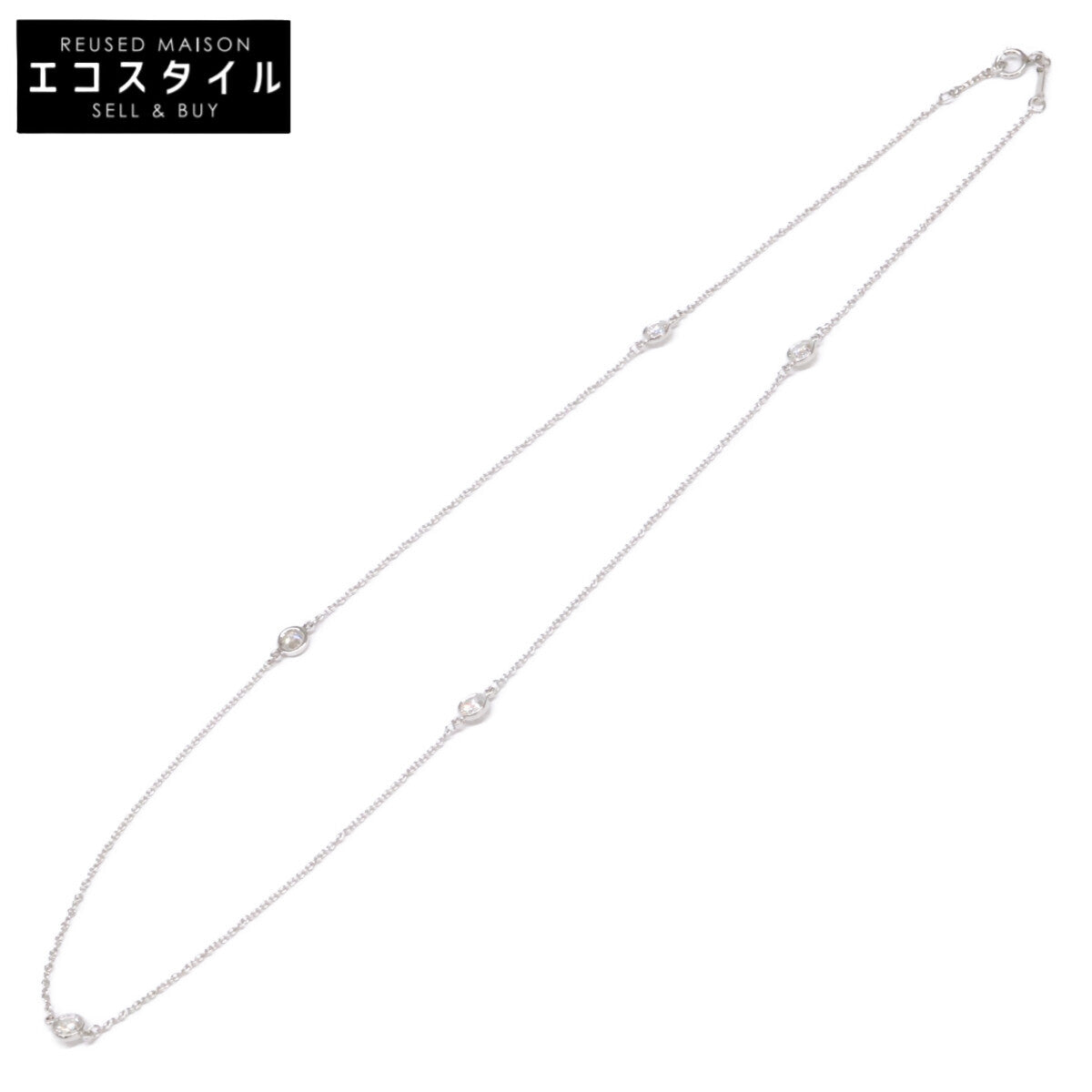 TIFFANY&Co. ティファニー 仕上げ済み Pt950 エルサ・ペレッティ バイザヤード 5Pダイヤモンド ネックレス