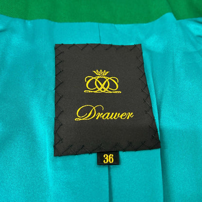 DRAWER ドゥロワー 6522-299-0605 ブルー×グリーン マルチカラー ノーカラー フリンジ ジャケット ジャケット