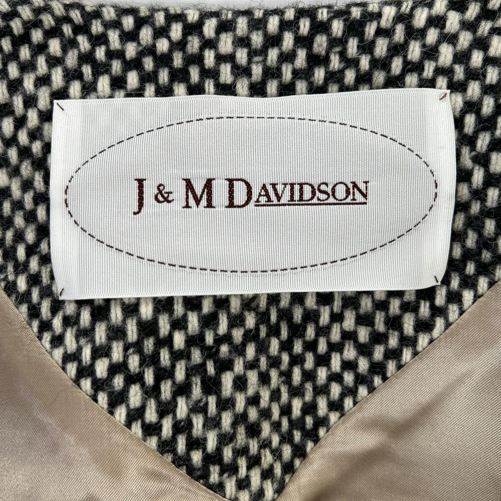 J&MDavidson ジェイアンドエムデヴィッドソン ブラック×ホワイト Gボタン ノーカラーツイードコート コート