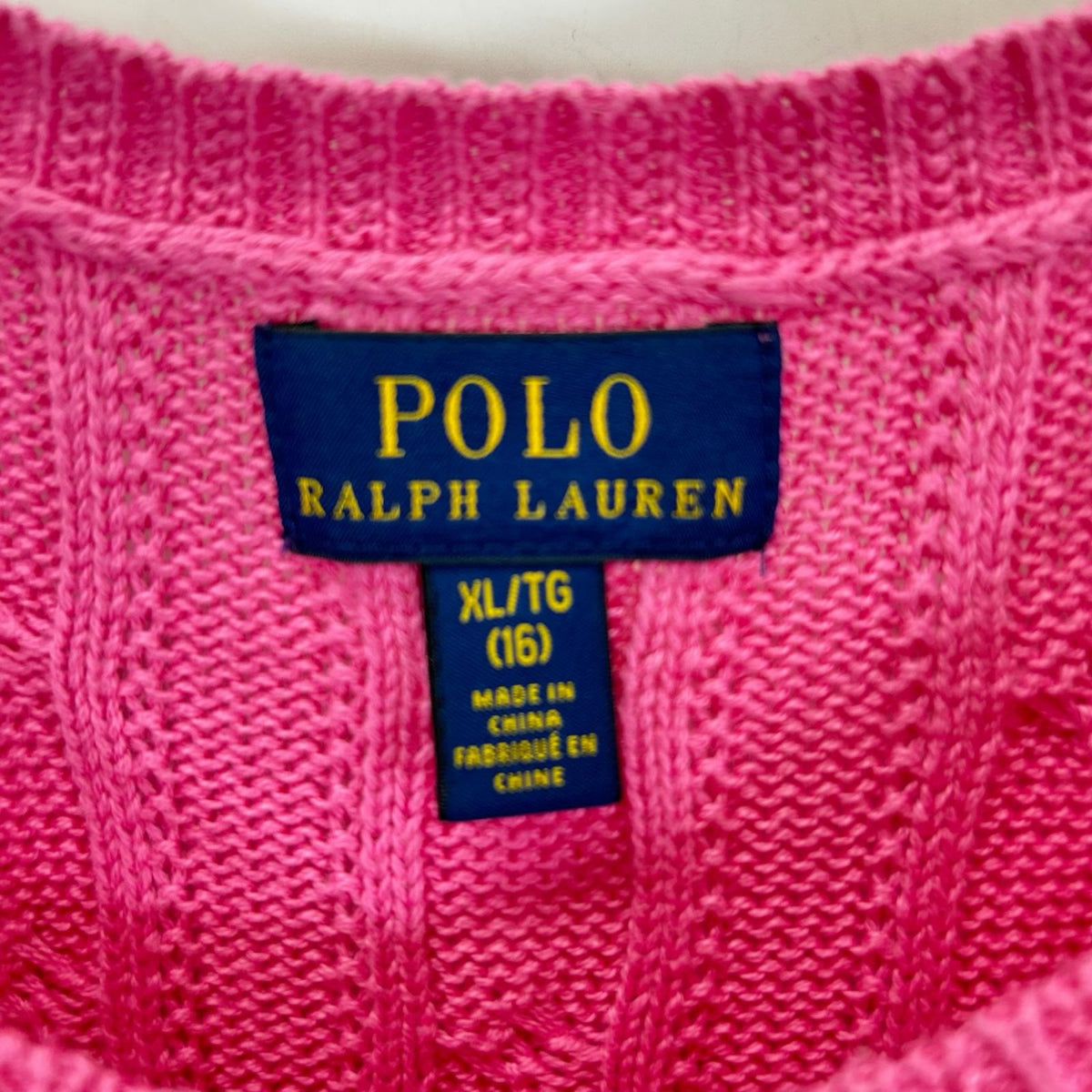 POLObyRalphLauren ポロラルフローレン ピンク ホワイトストライプ ケーブル編み ニットワンピース ワンピース