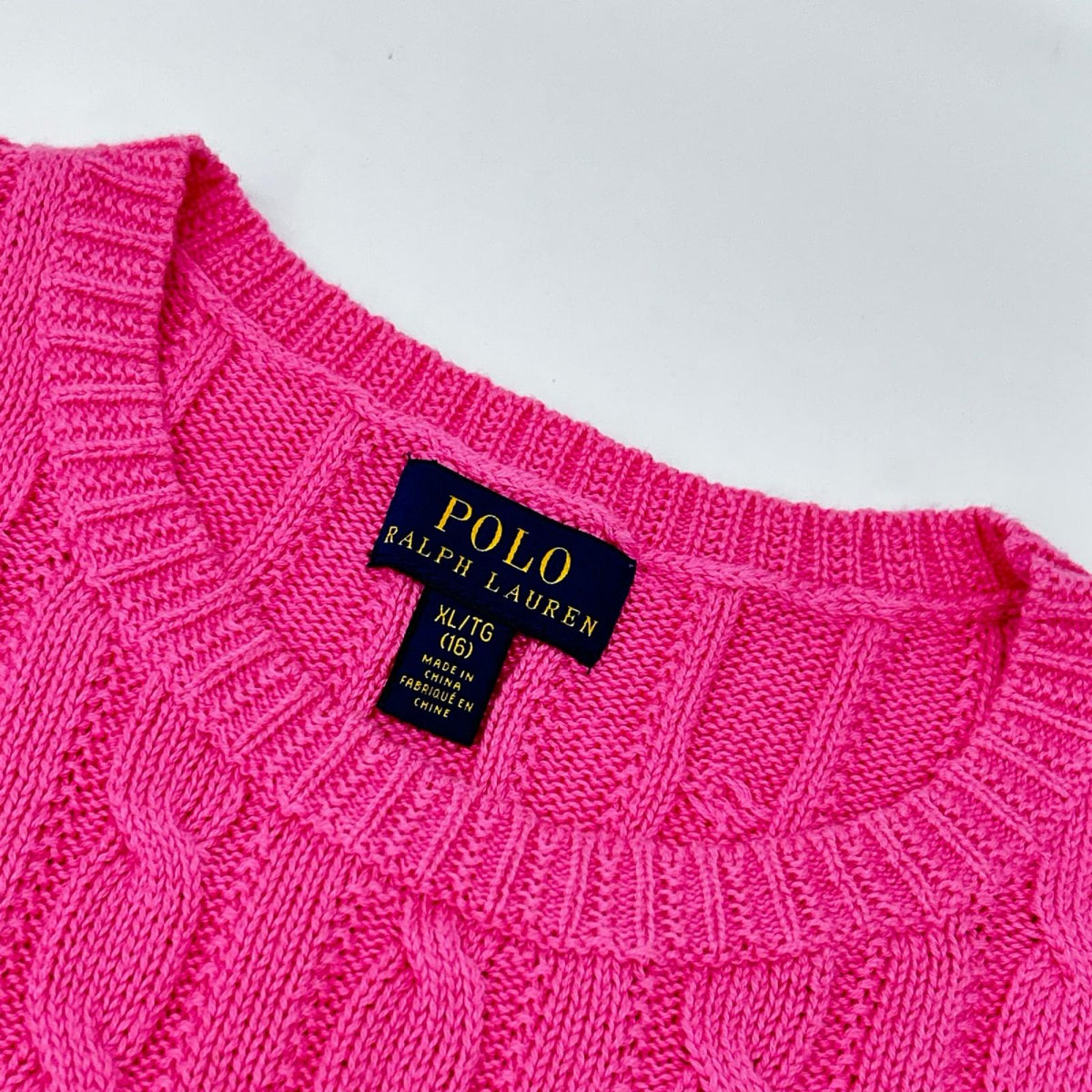 POLObyRalphLauren ポロラルフローレン ピンク ホワイトストライプ ケーブル編み ニットワンピース ワンピース