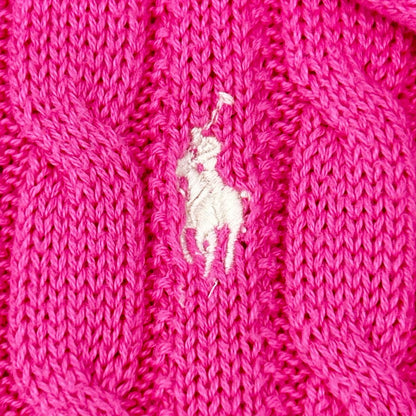 POLObyRalphLauren ポロラルフローレン ピンク ホワイトストライプ ケーブル編み ニットワンピース ワンピース