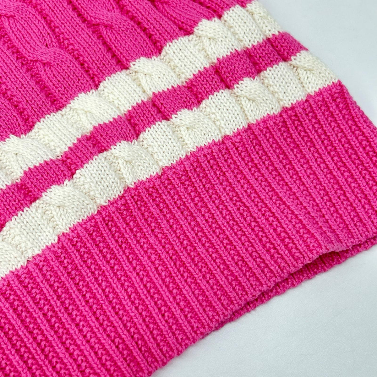POLObyRalphLauren ポロラルフローレン ピンク ホワイトストライプ ケーブル編み ニットワンピース ワンピース