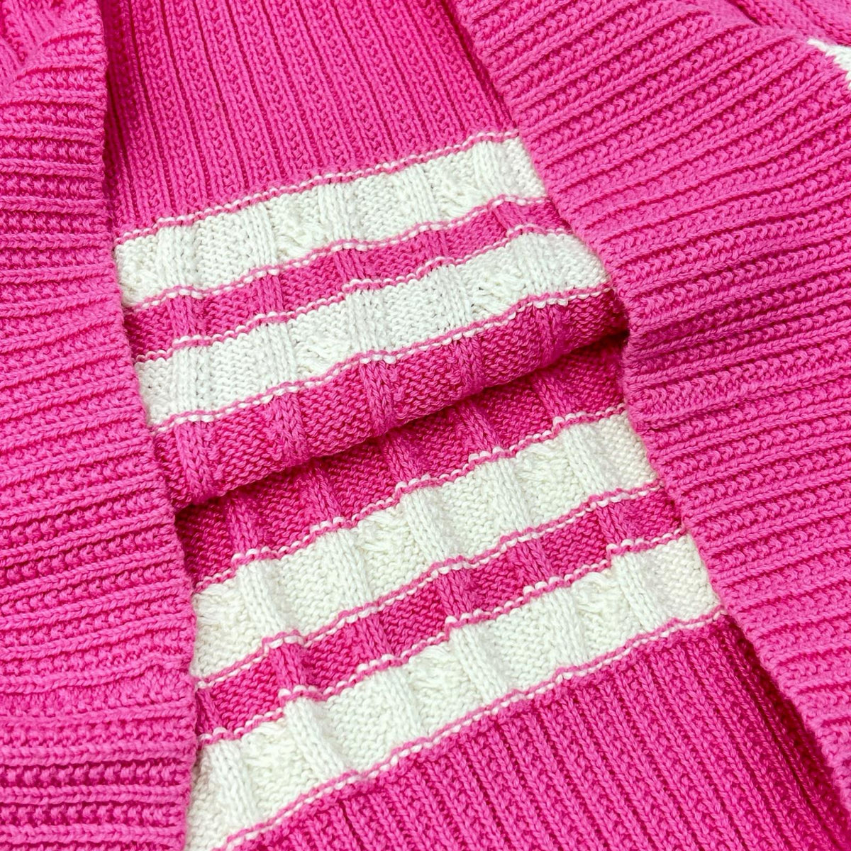 POLObyRalphLauren ポロラルフローレン ピンク ホワイトストライプ ケーブル編み ニットワンピース ワンピース