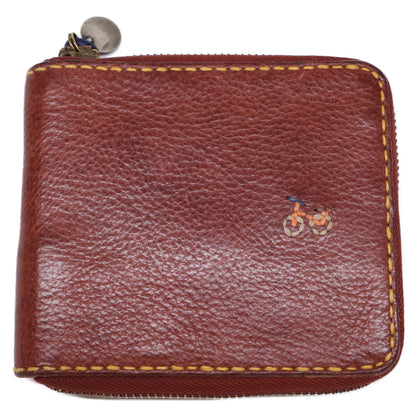 HENRY CUIR アンリークイール DOREMI CROSS 自転車刺繍 ラウンドジップ レザー 二つ折り財布 二つ折り財布（小銭入れあり）