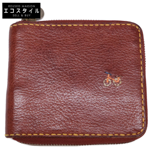 HENRY CUIR アンリークイール DOREMI CROSS 自転車刺繍 ラウンドジップ レザー 二つ折り財布 二つ折り財布（小銭入れあり）