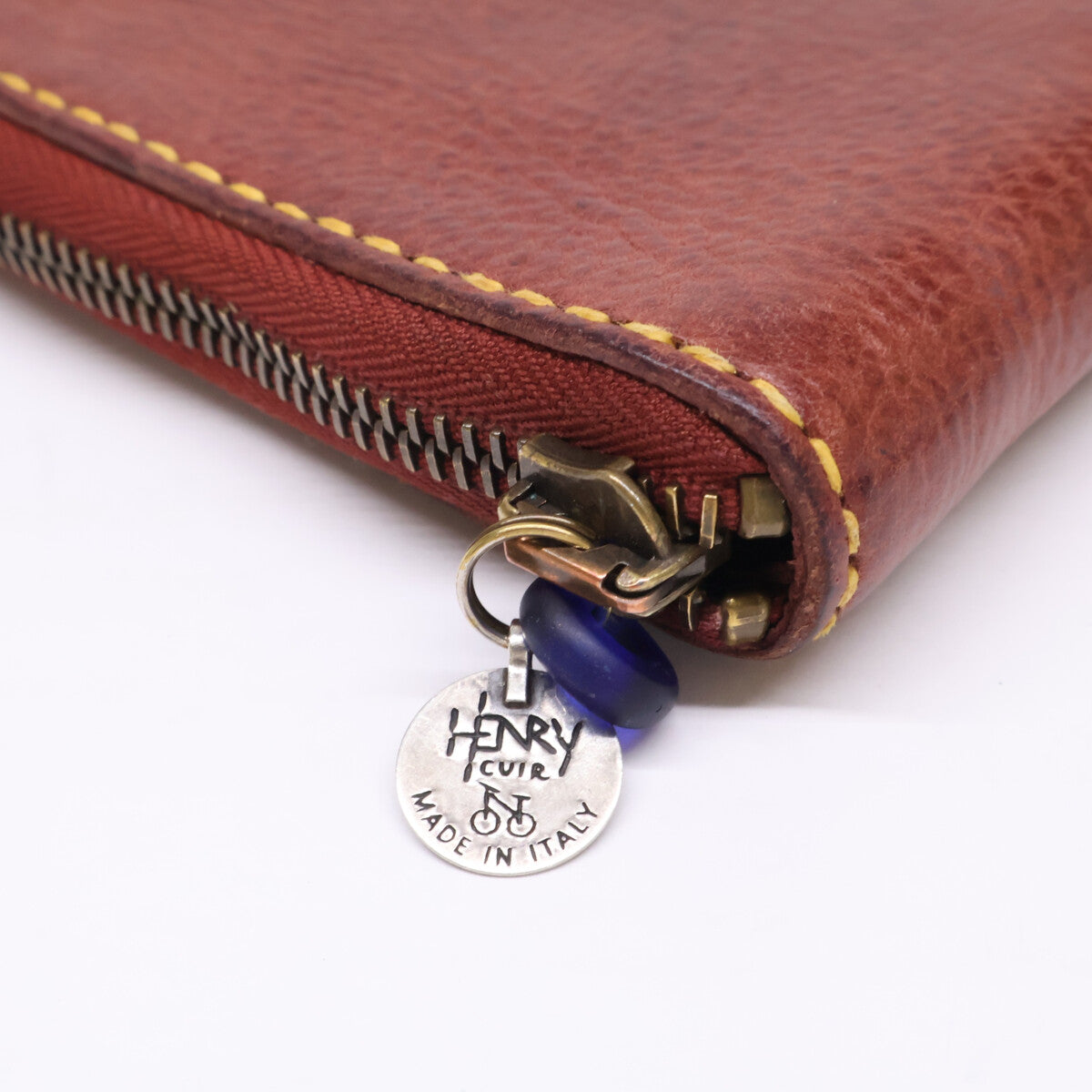 HENRY CUIR アンリークイール DOREMI CROSS 自転車刺繍 ラウンドジップ レザー 二つ折り財布 二つ折り財布（小銭入れあり）