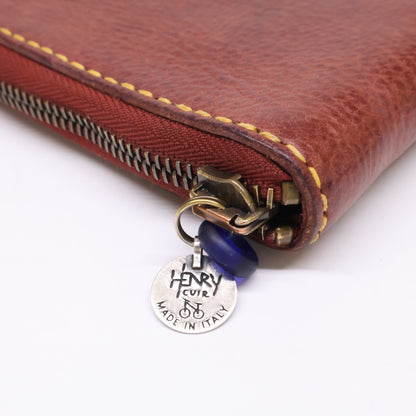 HENRY CUIR アンリークイール DOREMI CROSS 自転車刺繍 ラウンドジップ レザー 二つ折り財布 二つ折り財布（小銭入れあり）