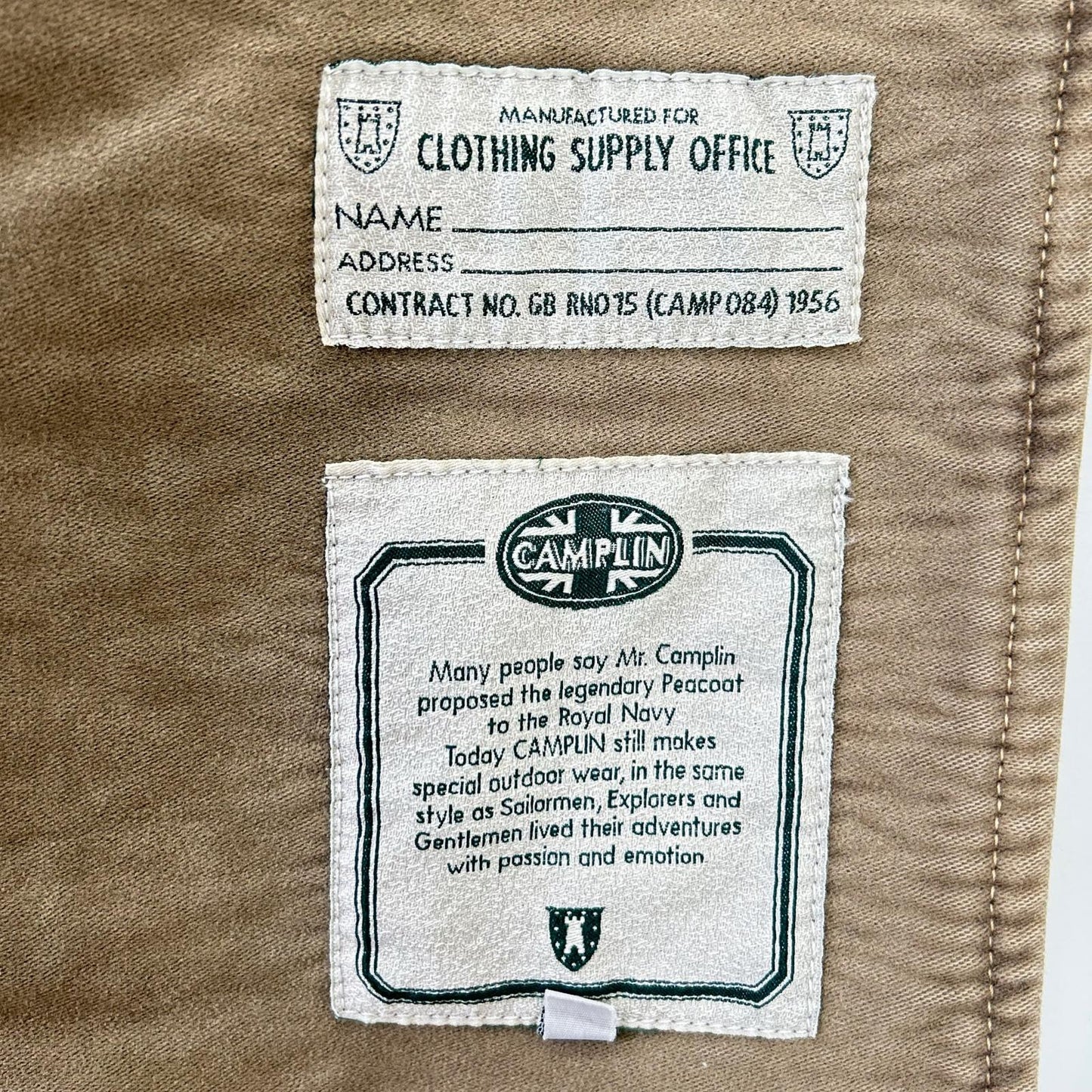 CAMPLIN カンプリン カーキ コットンPコート/ダブルブレストコート コート