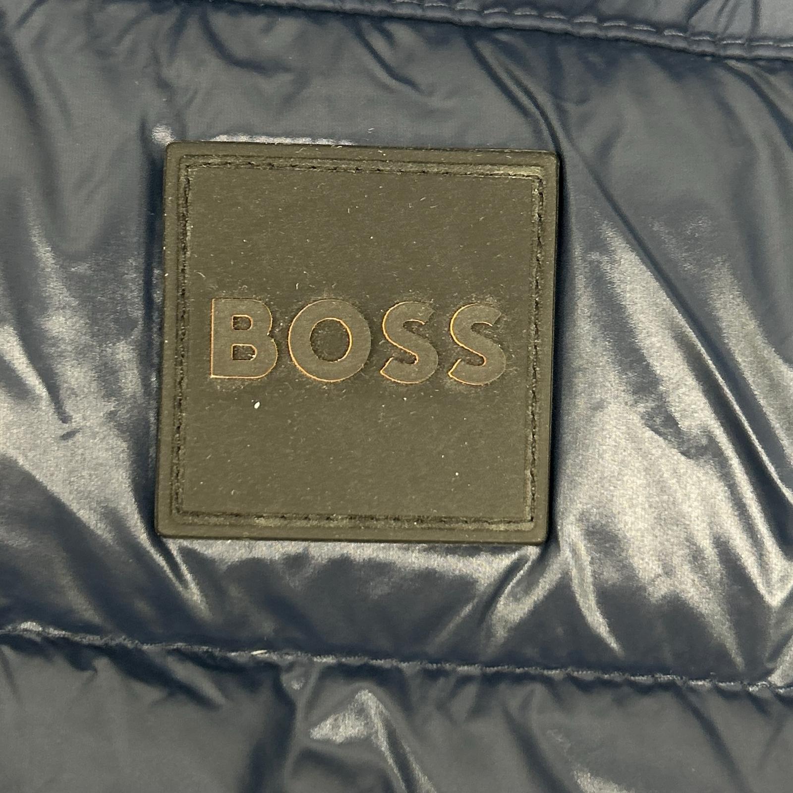 BOSS ボス ネイビー ボックスロゴパッチ スタンドカラーダウンジャケット ジャケット