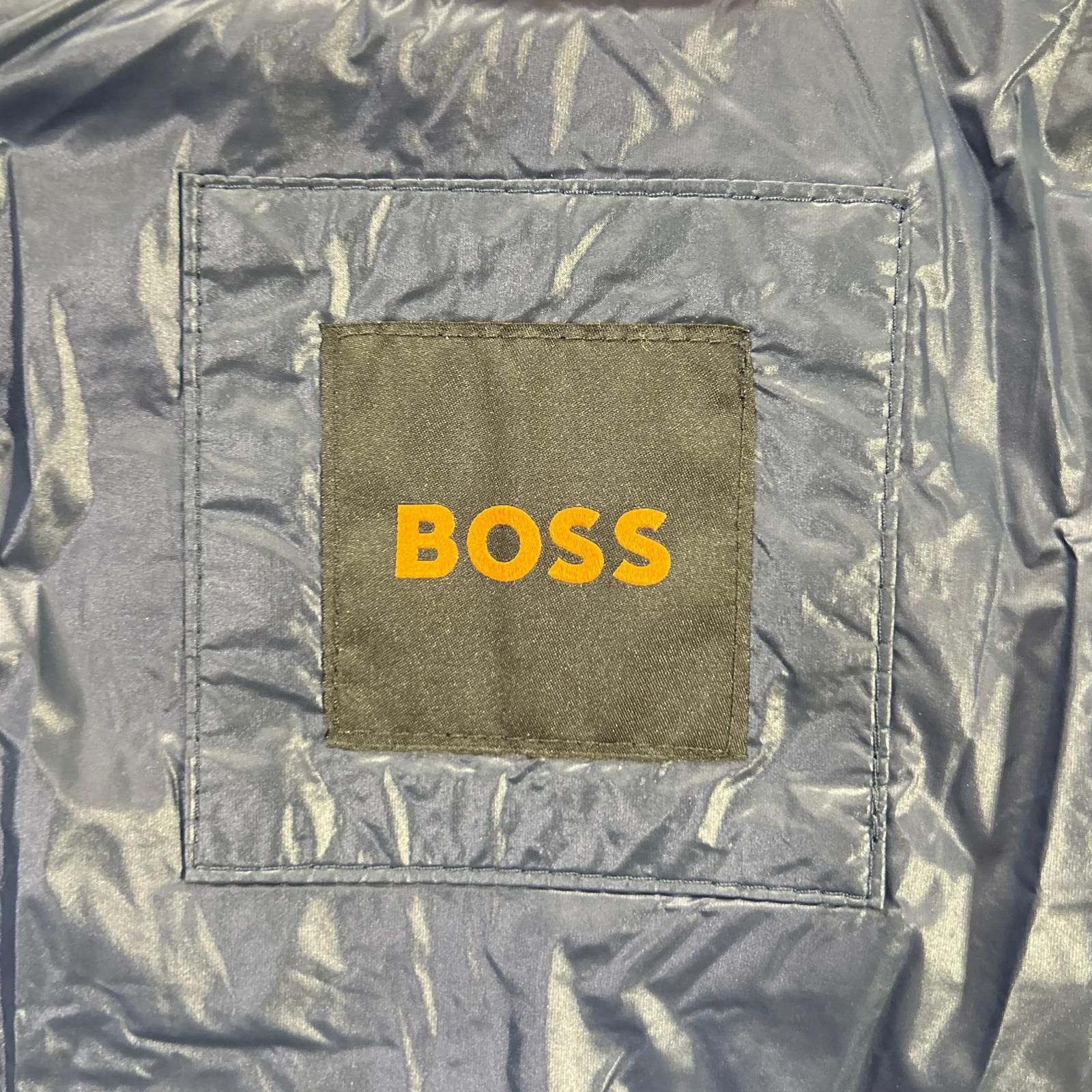 BOSS ボス ネイビー ボックスロゴパッチ スタンドカラーダウンジャケット ジャケット