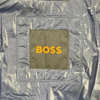 BOSS ボス ネイビー ボックスロゴパッチ スタンドカラーダウンジャケット ジャケット