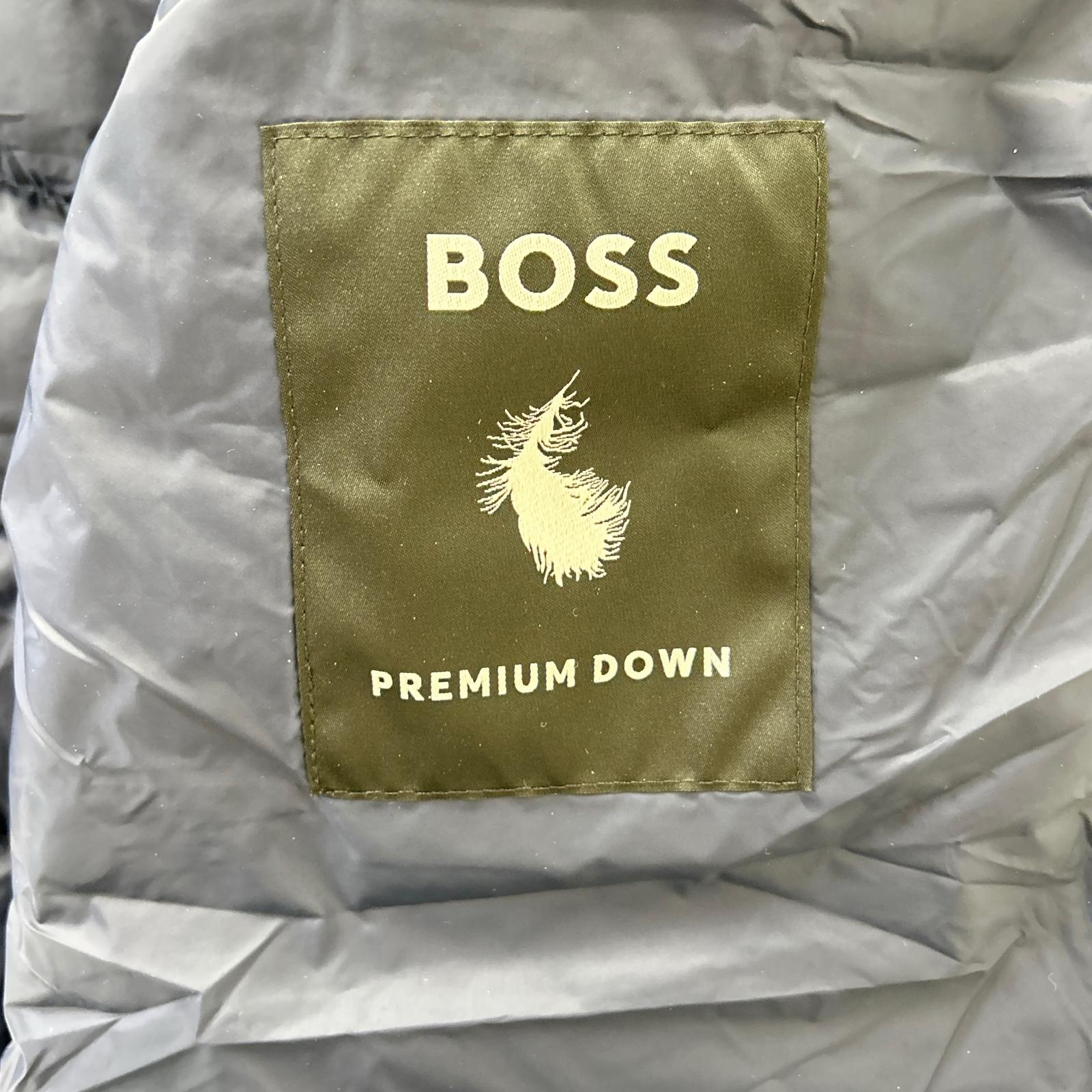 BOSS ボス ネイビー ボックスロゴパッチ スタンドカラーダウンジャケット ジャケット