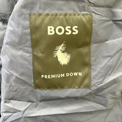 BOSS ボス ネイビー ボックスロゴパッチ スタンドカラーダウンジャケット ジャケット