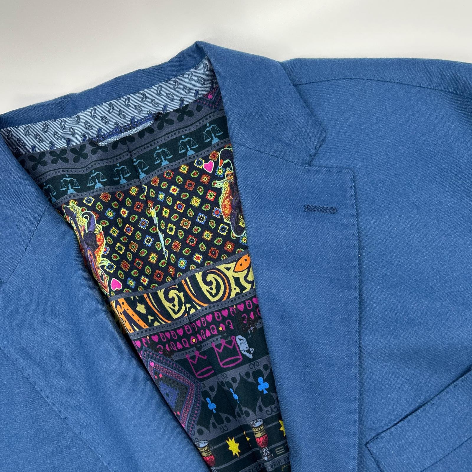 ETRO エトロ 181-1G108-1190 ブルー カシミヤ100 裏地総柄(シルク
