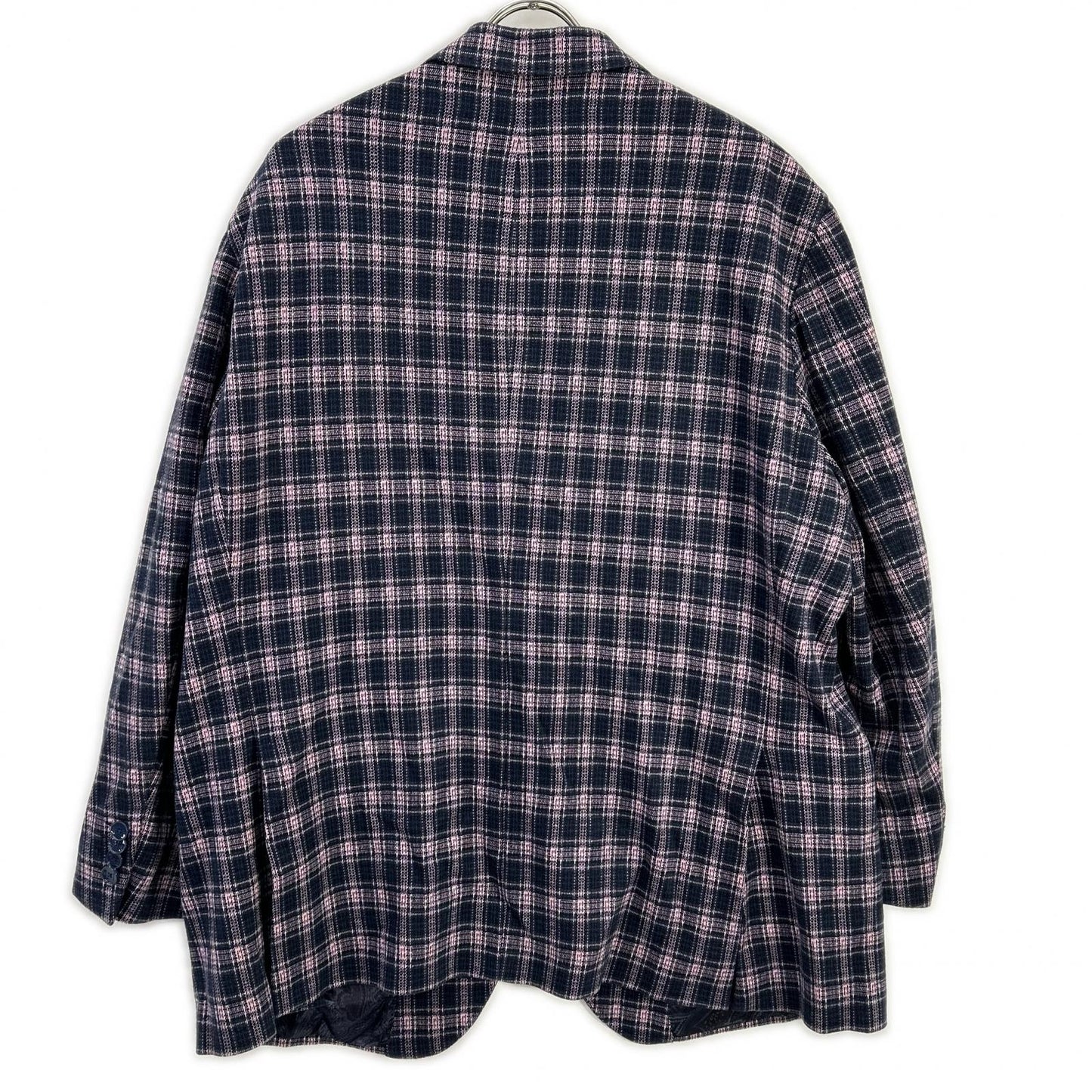 ETRO エトロ 241-MRCB0001-99TQE32 ピンク×ネイビー コットン混 裏地ペイズリー センターベント チェック柄 2Bブレザージャケット ジャケット
