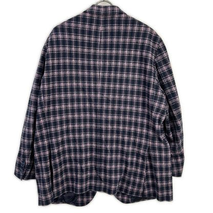 ETRO エトロ 241-MRCB0001-99TQE32 ピンク×ネイビー コットン混 裏地ペイズリー センターベント チェック柄 2Bブレザージャケット ジャケット
