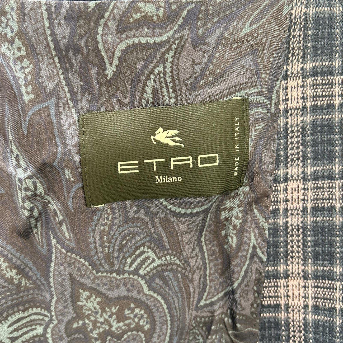 ETRO エトロ 241-MRCB0001-99TQE32 ピンク×ネイビー コットン混 裏地ペイズリー センターベント チェック柄 2Bブレザージャケット ジャケット