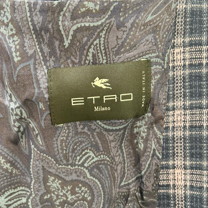 ETRO エトロ 241-MRCB0001-99TQE32 ピンク×ネイビー コットン混 裏地ペイズリー センターベント チェック柄 2Bブレザージャケット ジャケット