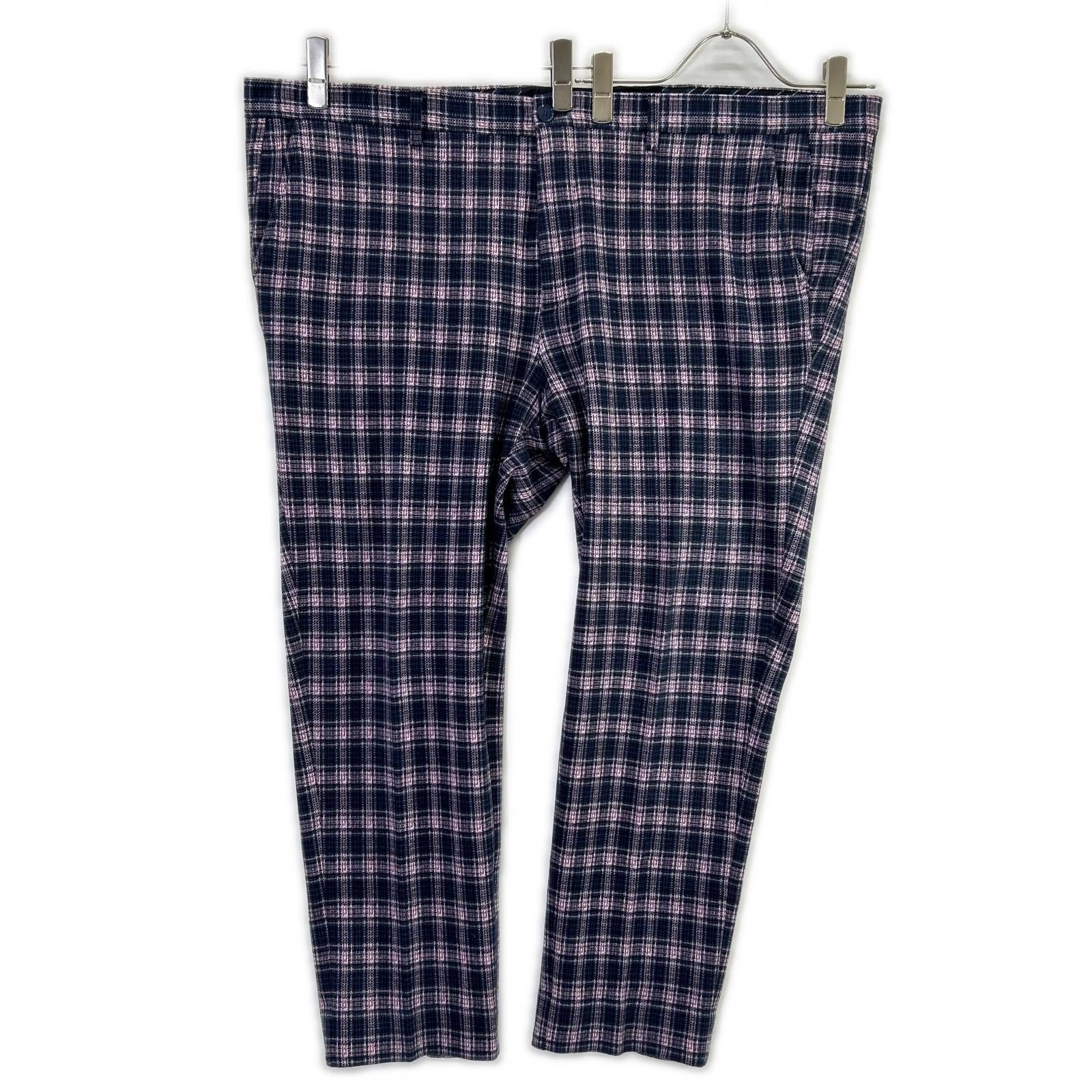 ETRO エトロ 241-MRCB0005-99TQE32 ピンク×ネイビー コットン混 センタープレス チェックテーパードスラックス ボトムス