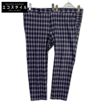 ETRO エトロ 241-MRCB0005-99TQE32 ピンク×ネイビー コットン混 センタープレス チェックテーパードスラックス ボトムス