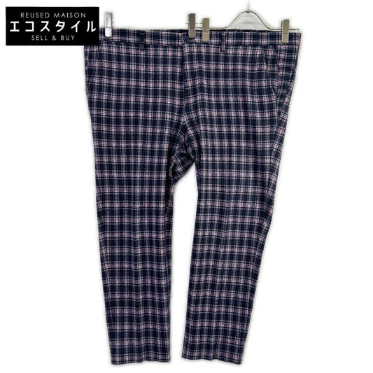 ETRO エトロ 241-MRCB0005-99TQE32 ピンク×ネイビー コットン混 センタープレス チェックテーパードスラックス ボトムス