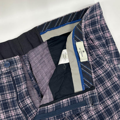 ETRO エトロ 241-MRCB0005-99TQE32 ピンク×ネイビー コットン混 センタープレス チェックテーパードスラックス ボトムス