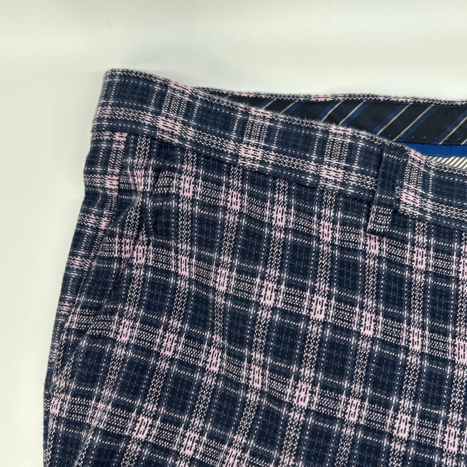 ETRO エトロ 241-MRCB0005-99TQE32 ピンク×ネイビー コットン混 センタープレス チェックテーパードスラックス ボトムス