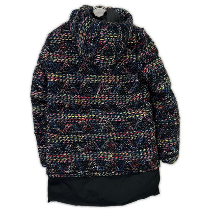 Coohem Coohem [Yonetomi Textile] 145938 black and multicolor mohair-nylon knit tweed hooded down jacket