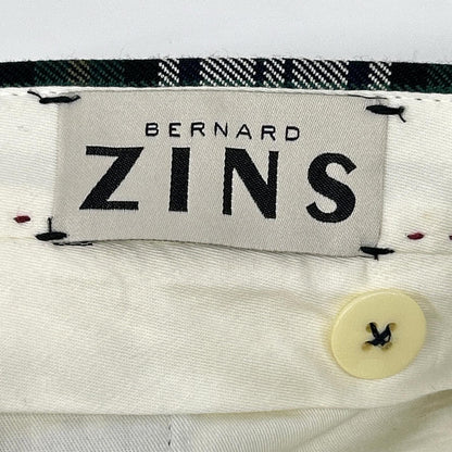 BERNARD ZINS ベルナールザンス グリーン×ホワイト チェック柄 FR40 ダブルタックパンツ ボトムス
