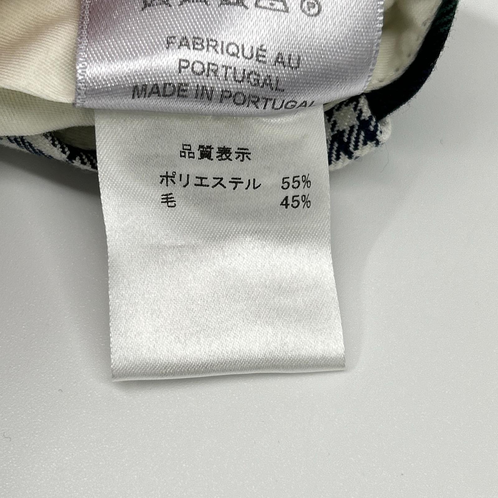 BERNARD ZINS ベルナールザンス グリーン×ホワイト チェック柄 FR40 ダブルタックパンツ ボトムス